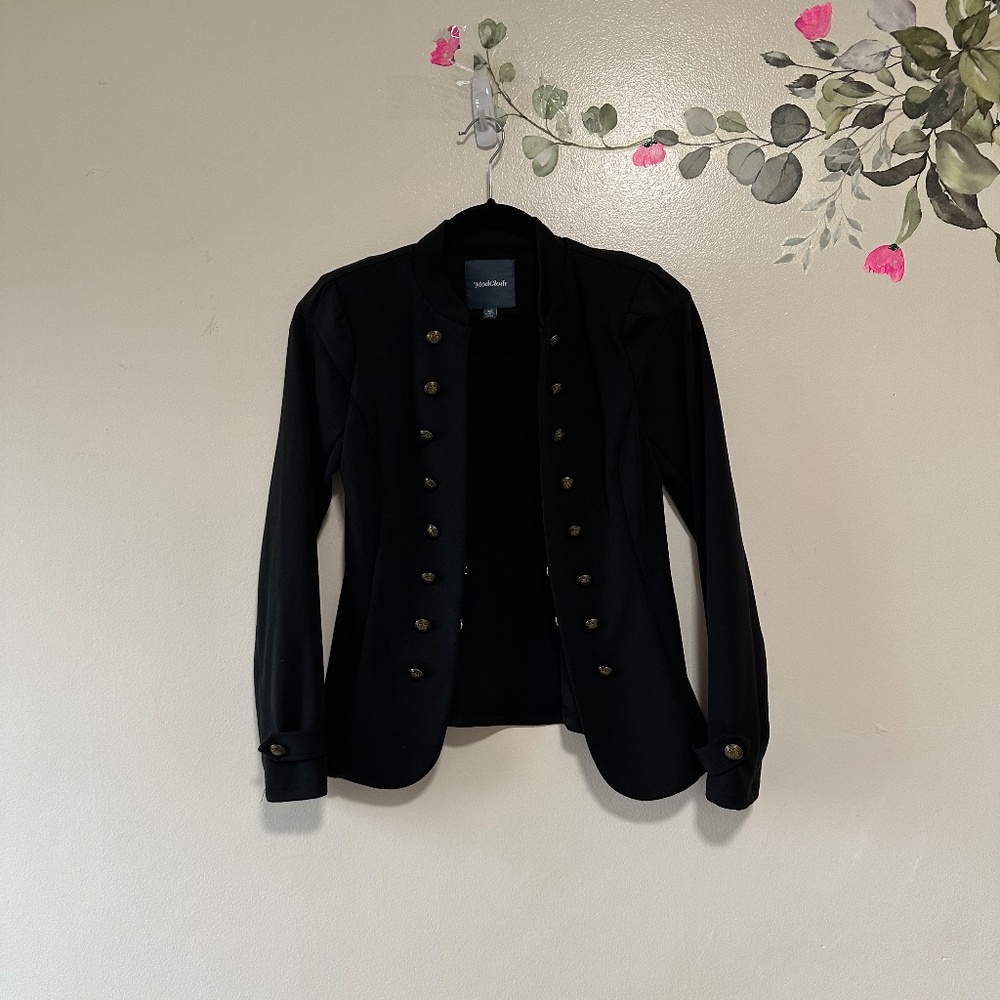 Modcloth Glam Believer Knit Military Button Front Blazer, Black, Size XS - Picture 11 of 12